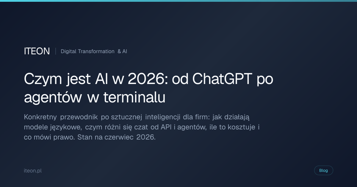Czym jest AI w 2026: przewodnik ITEON dla firm